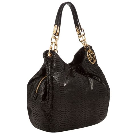 michael kors black python fulton bag|Michael Kors fulton bag.